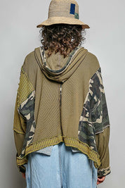 Della Mixed Media Zip-Up Cropped Hoodie - Westly