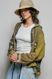 Della Mixed Media Zip-Up Cropped Hoodie - Westly