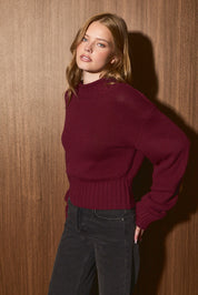 Delphine Open Back Tie Knit Sweater in Maroon — product photo 03
