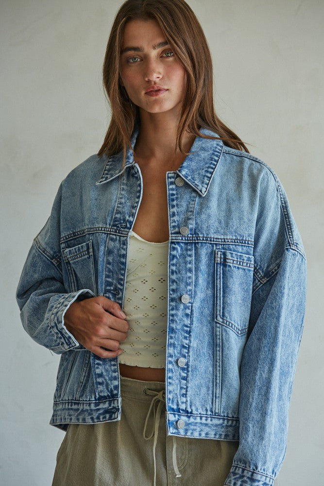 Denim Days Relaxed Jean Jacket in Washed Denim - product photo 1