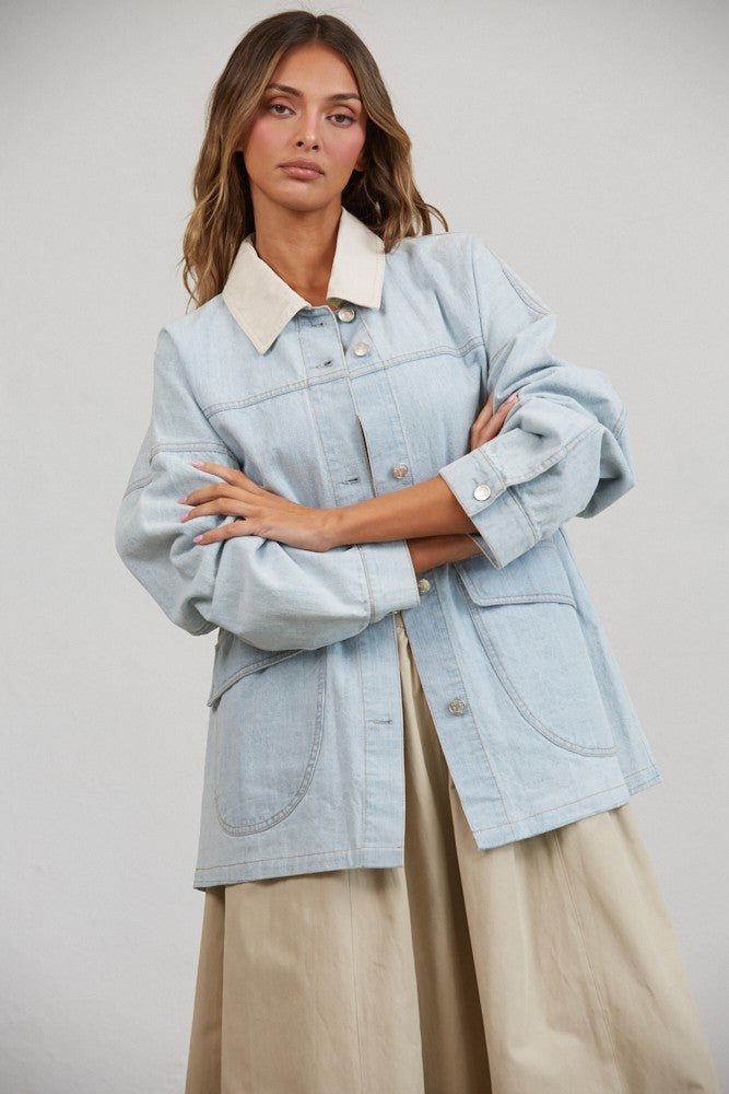 Denim Provision Contrast Collar Barn Jacket - Westly