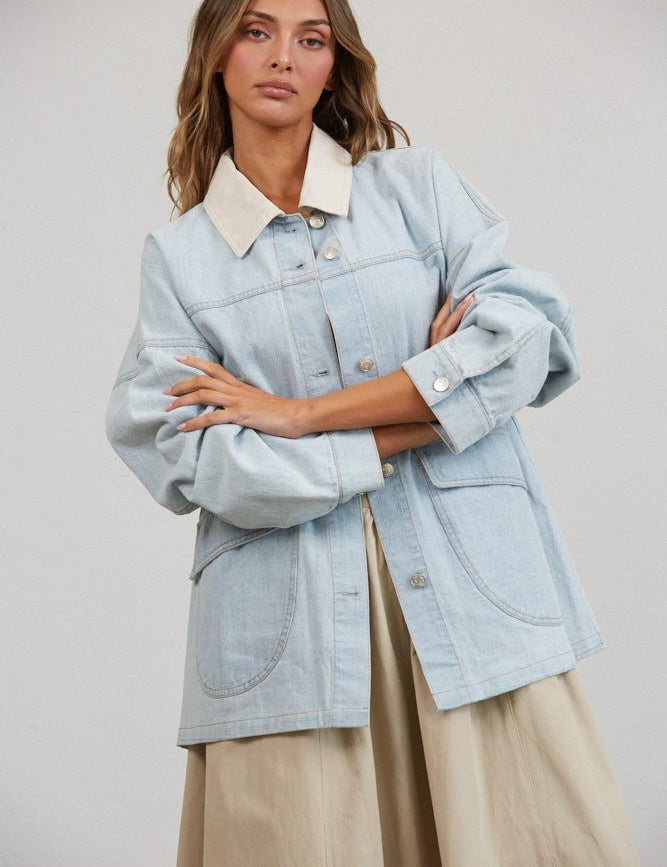 Denim Provision Contrast Collar Barn Jacket - Westly