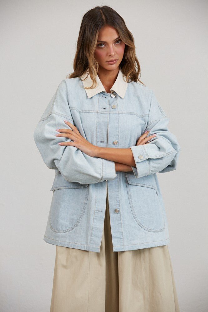 Denim Provision Contrast Collar Barn Jacket - Westly