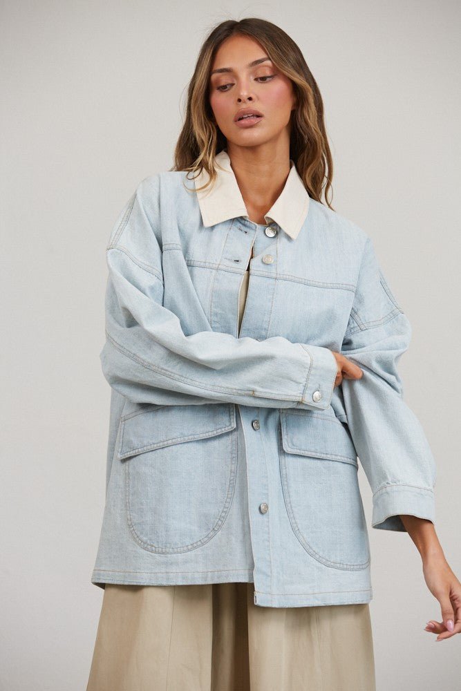 Denim Provision Contrast Collar Barn Jacket - Westly