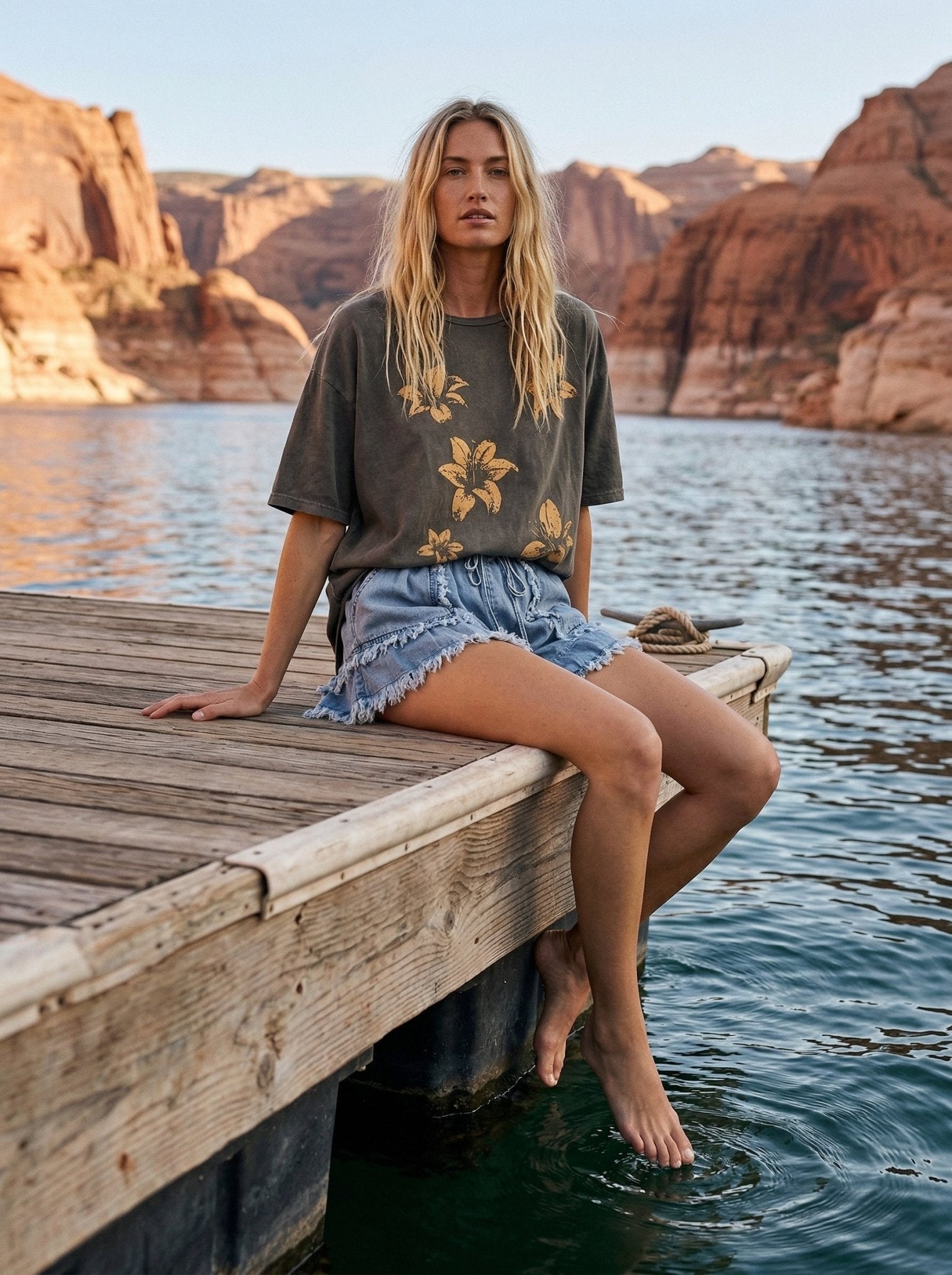 Desert Lilies Vintage - Print Oversized Graphic Tee - Westly