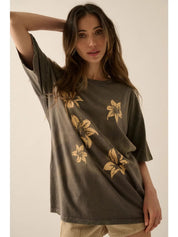 Desert Lilies Vintage - Print Oversized Graphic Tee - Westly
