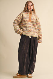 Desert Lodge Faux Sherpa Half-Zip Pullover - Westly