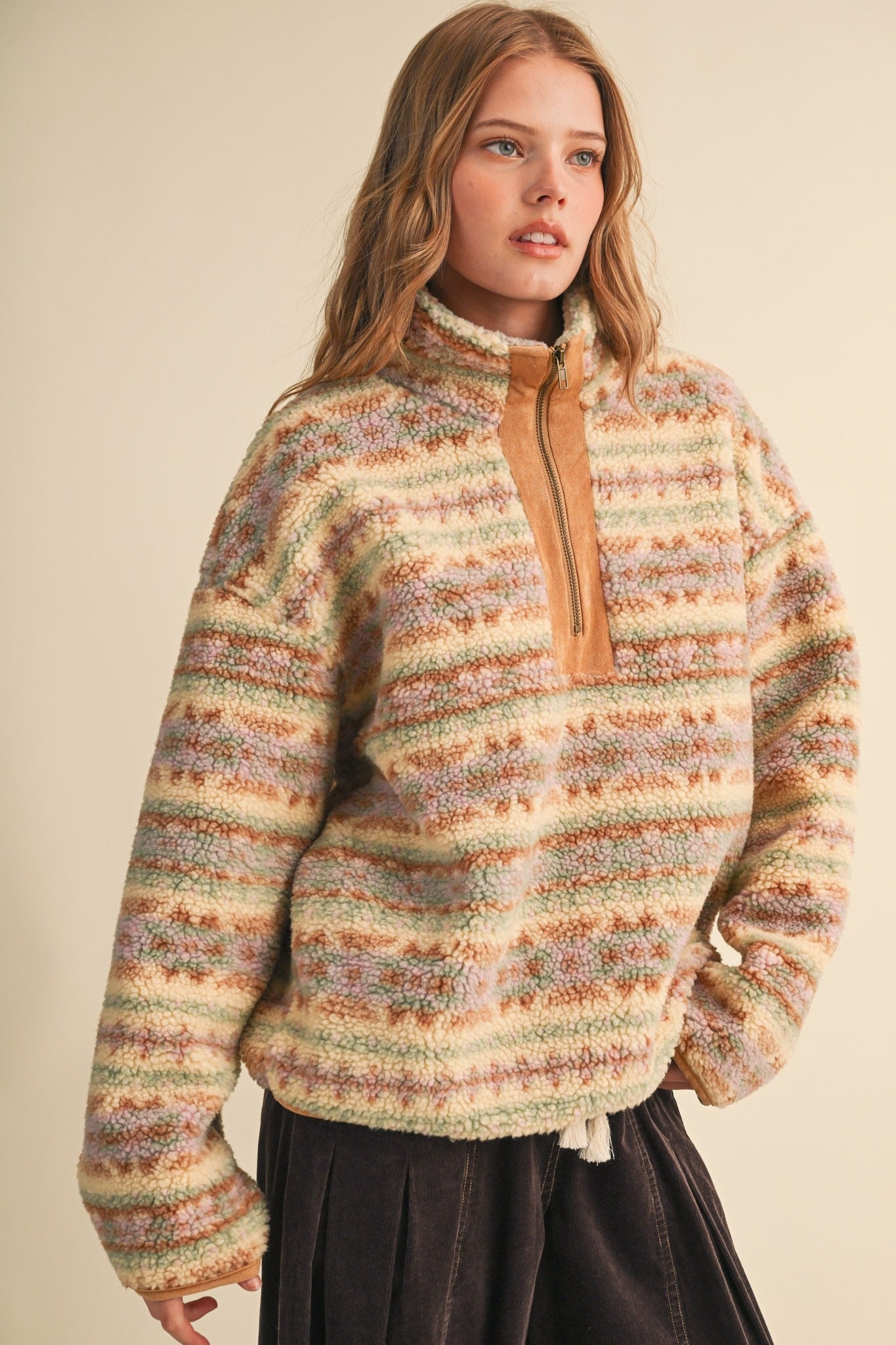 Desert Lodge Faux Sherpa Half-Zip Pullover - Westly