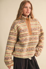Desert Lodge Faux Sherpa Half-Zip Pullover - Westly