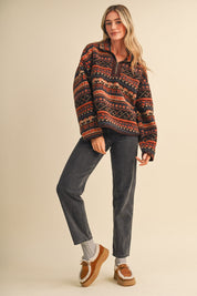Desert Lodge Faux Sherpa Half-Zip Pullover - Westly