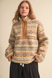 Desert Lodge Faux Sherpa Half-Zip Pullover - Westly
