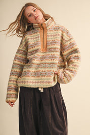 Desert Lodge Faux Sherpa Half-Zip Pullover - Westly