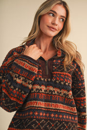 Desert Lodge Faux Sherpa Half-Zip Pullover - Westly