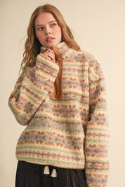 Desert Lodge Faux Sherpa Half-Zip Pullover - Westly