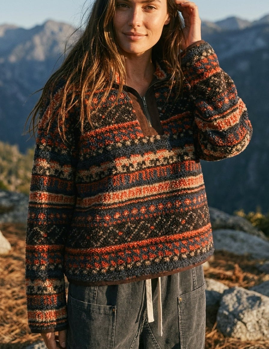 Desert Lodge Faux Sherpa Half-Zip Pullover - Westly