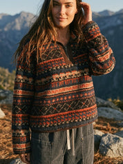 Desert Lodge Faux Sherpa Half-Zip Pullover - Westly