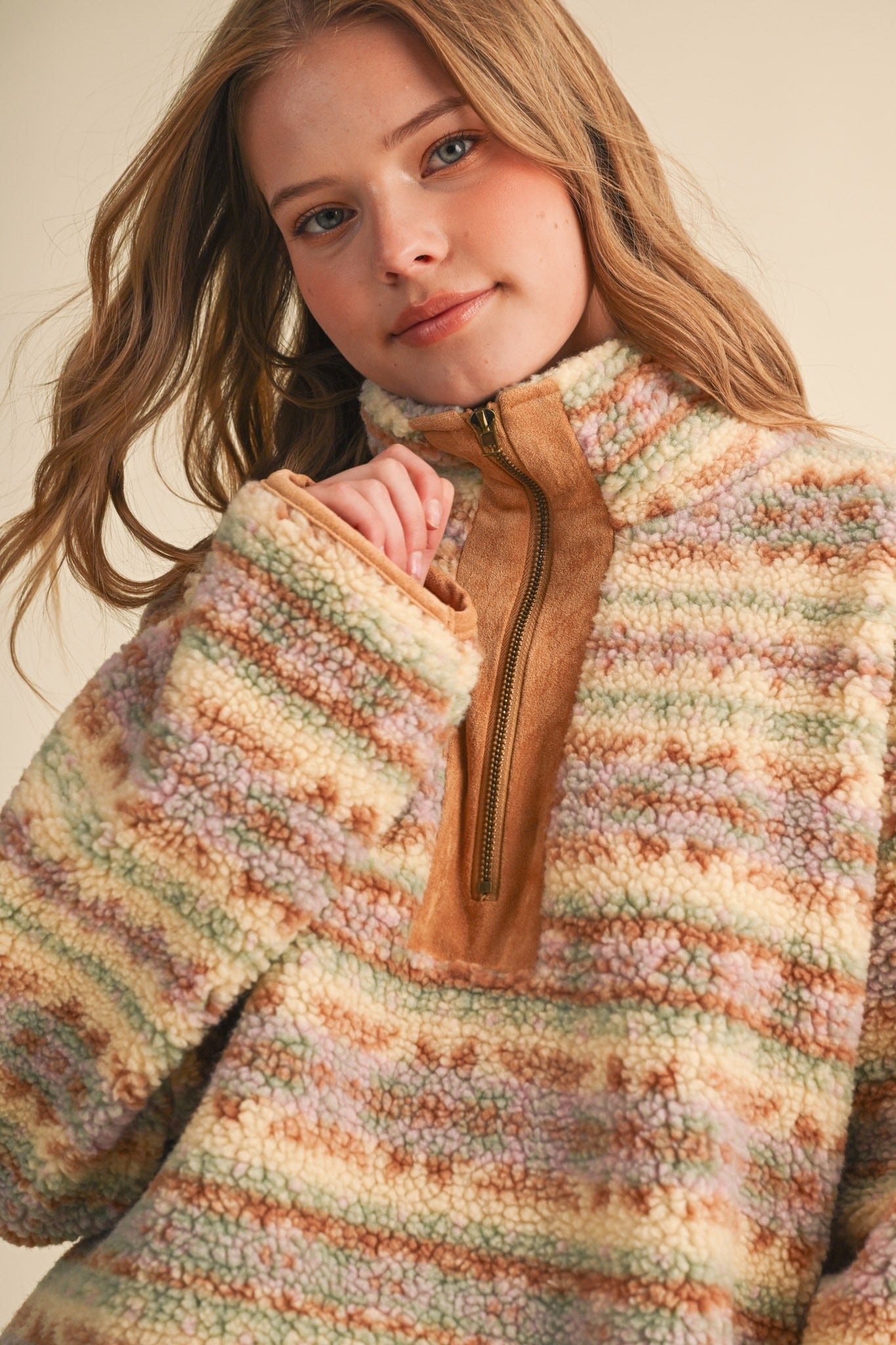 Desert Lodge Faux Sherpa Half-Zip Pullover - Westly