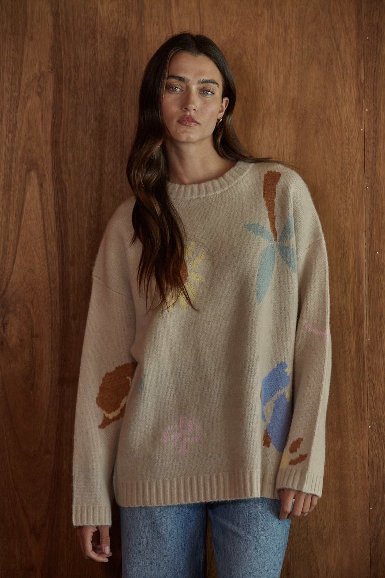 Desert Study Motif Knit Sweater in Natural Multi - product photo 1