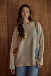 Desert Study Motif Knit Sweater in Natural Multi - product photo 1
