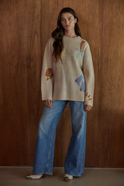 Desert Study Motif Knit Sweater in Natural Multi - product photo 2