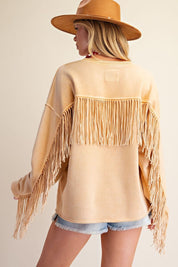 Desert Wind Self Fray Mineral Washed Pullover - Westly