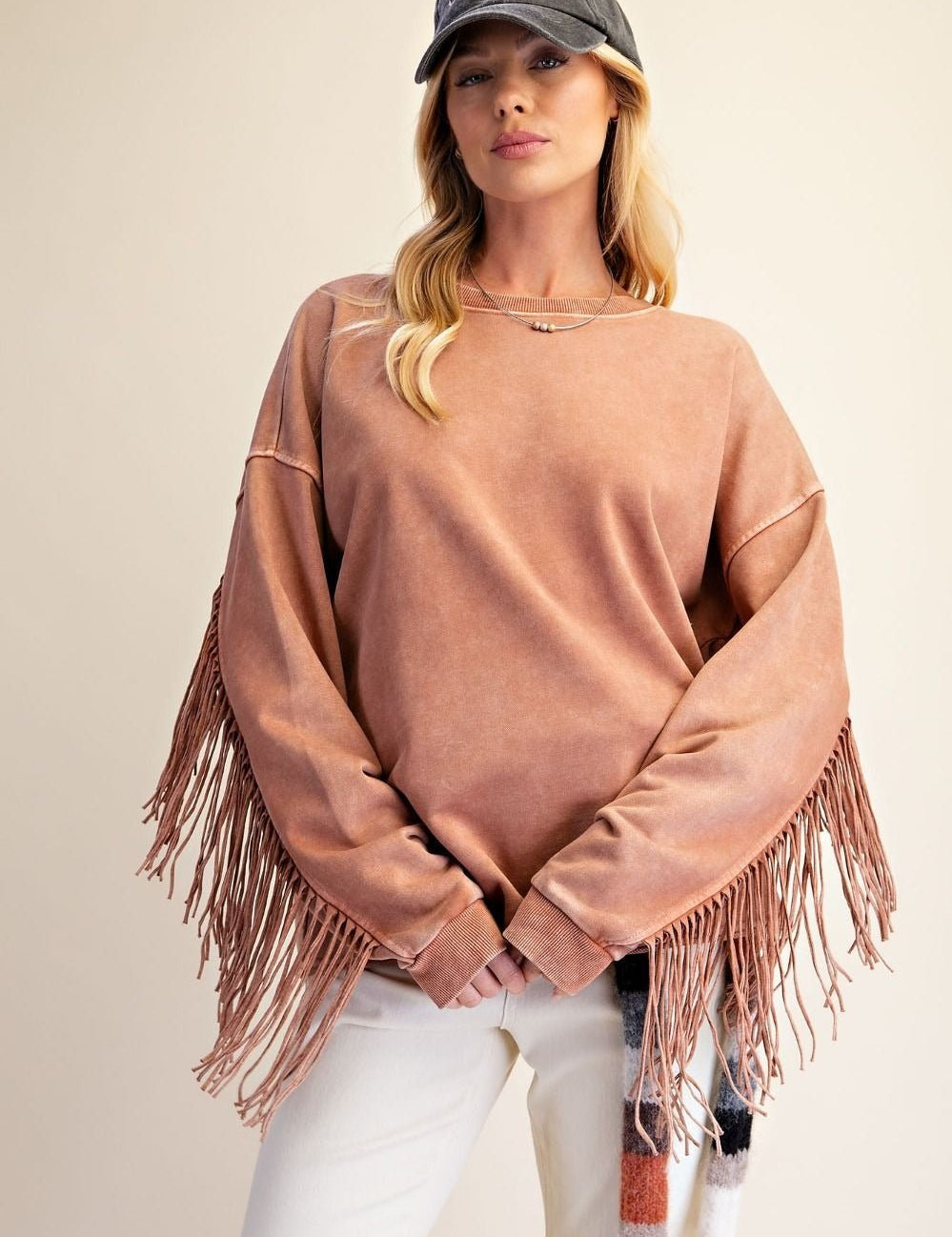 Desert Wind Self Fray Mineral Washed Pullover - Westly