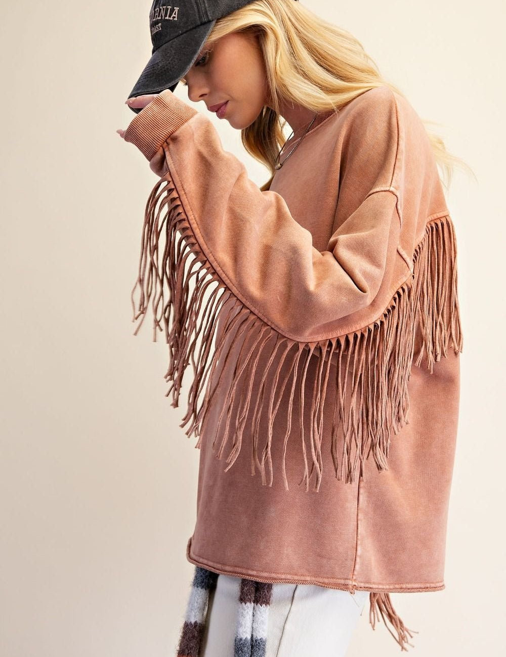Desert Wind Self Fray Mineral Washed Pullover - Westly