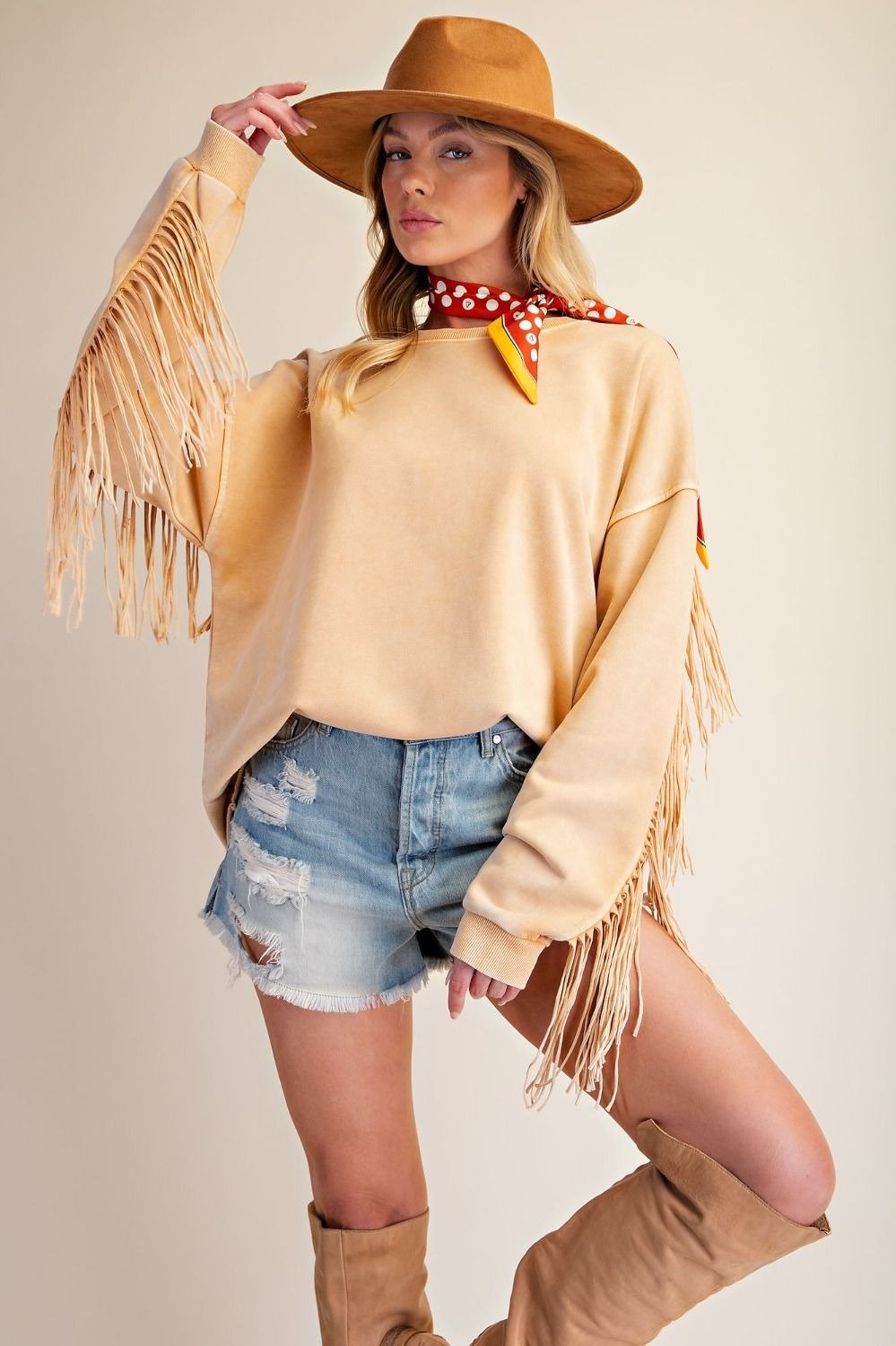 Desert Wind Self Fray Mineral Washed Pullover - Westly