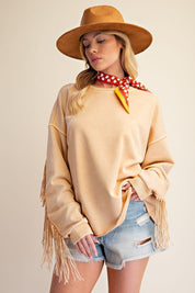 Desert Wind Self Fray Mineral Washed Pullover - Westly