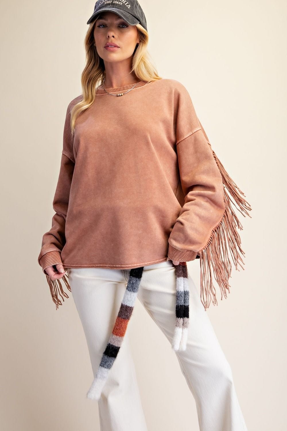 Desert Wind Self Fray Mineral Washed Pullover - Westly