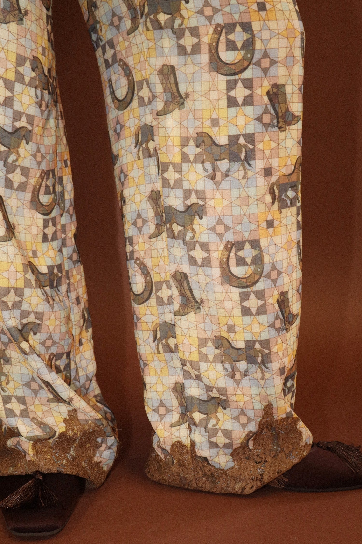 Desperado Western Lace Pants - Saddle Brown