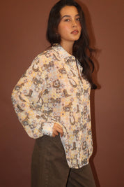 Desperado Western Print Shirt - Saddle Brown