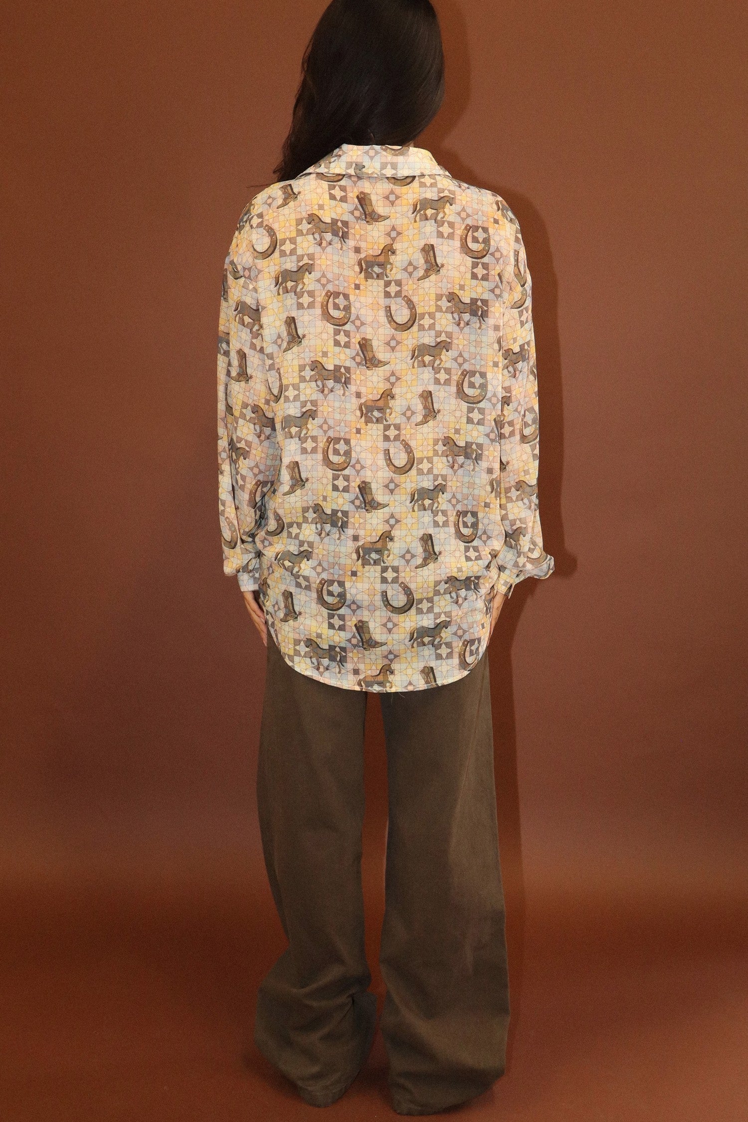 Desperado Western Print Shirt - Saddle Brown