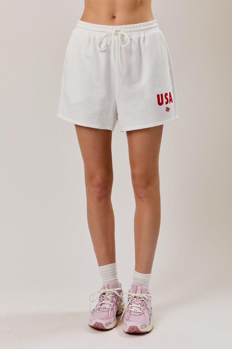 Devon High Rise USA Embroidered Sweatshorts - Westly