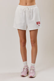 Devon High Rise USA Embroidered Sweatshorts - Westly