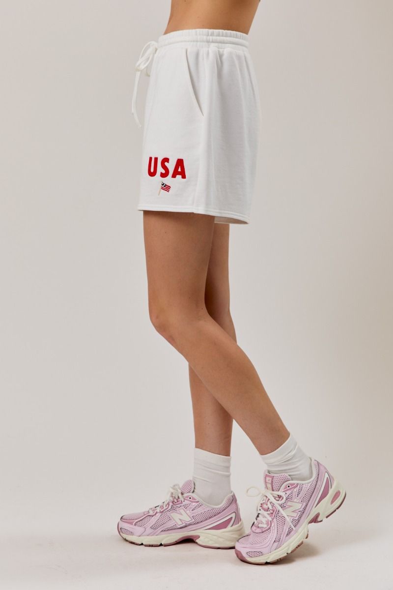 Devon High Rise USA Embroidered Sweatshorts - Westly
