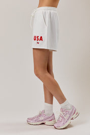 Devon High Rise USA Embroidered Sweatshorts - Westly