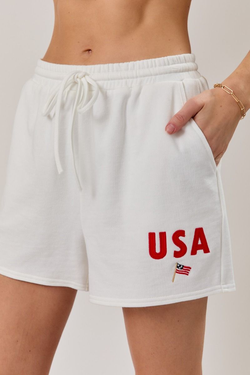 Devon High Rise USA Embroidered Sweatshorts - Westly