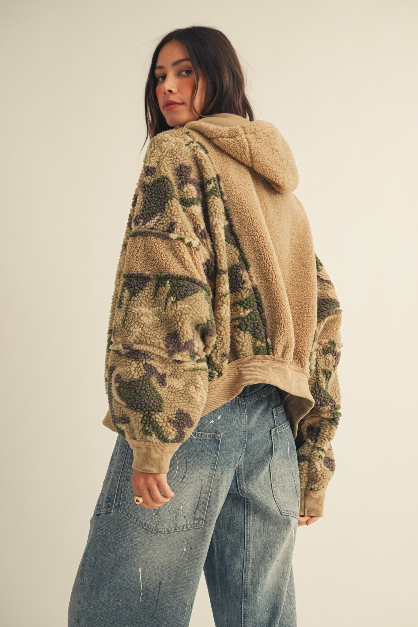Dillon Camo Sherpa Zip-Up Hoodie - Westly