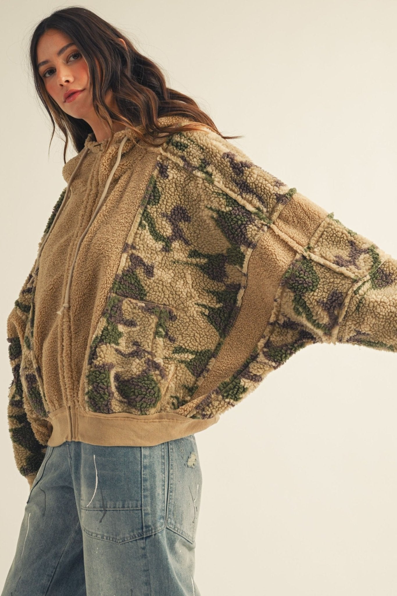 Dillon Camo Sherpa Zip-Up Hoodie - Westly