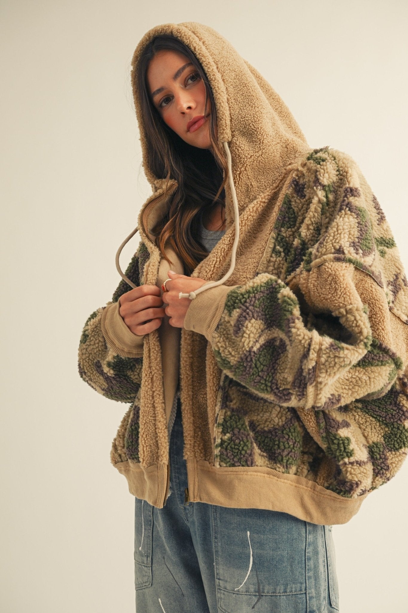 Dillon Camo Sherpa Zip-Up Hoodie - Westly