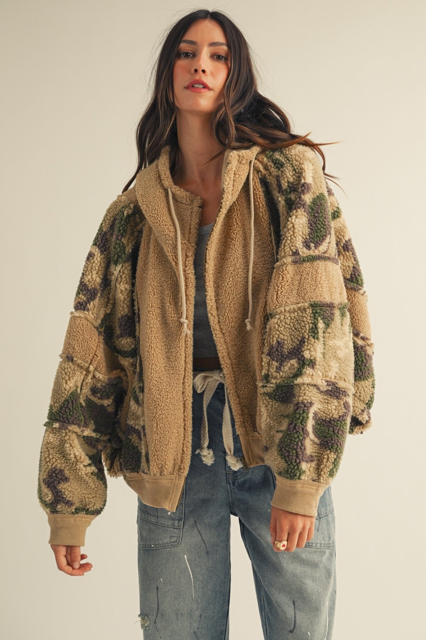 Dillon Camo Sherpa Zip-Up Hoodie - Westly