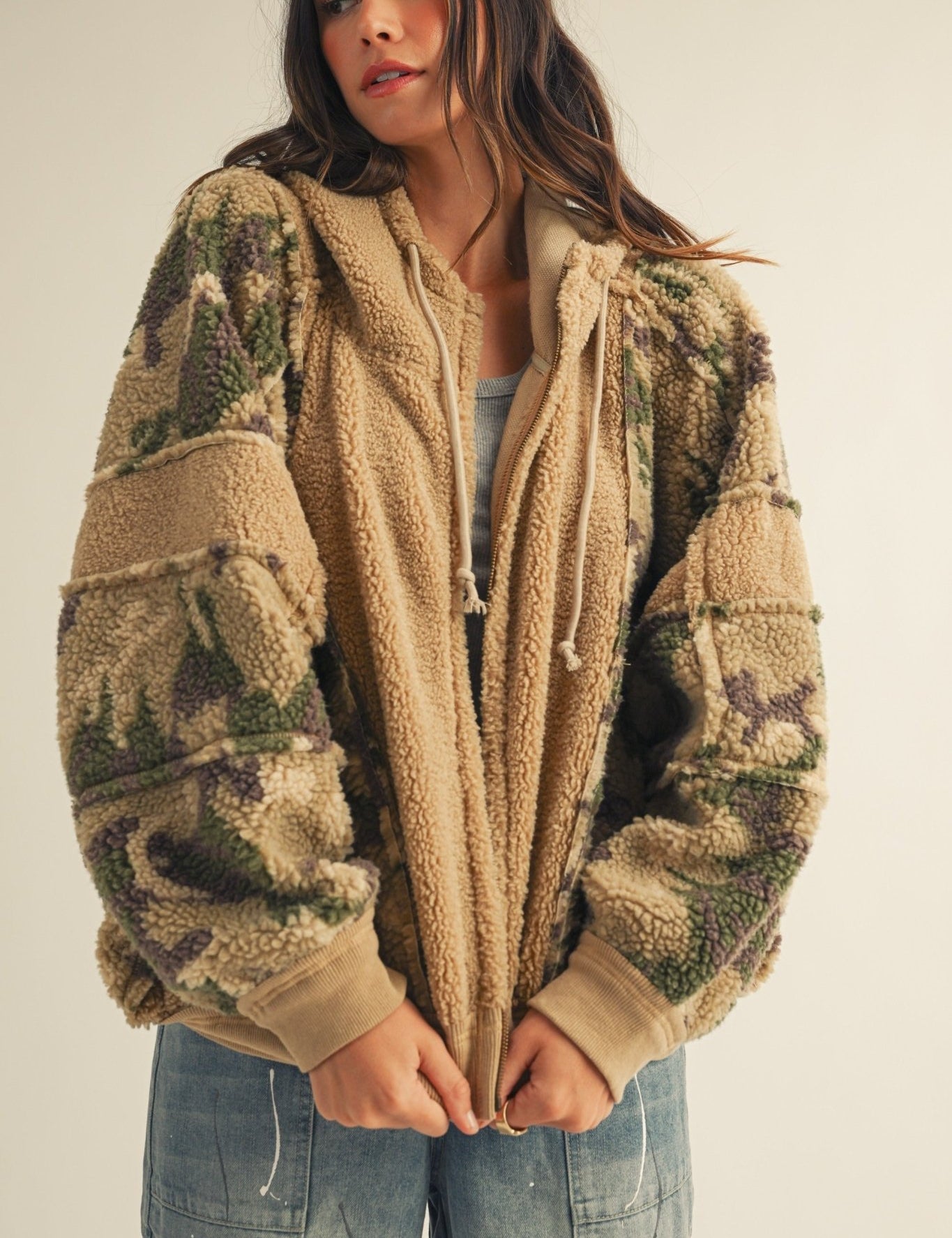 Dillon Camo Sherpa Zip-Up Hoodie - Westly