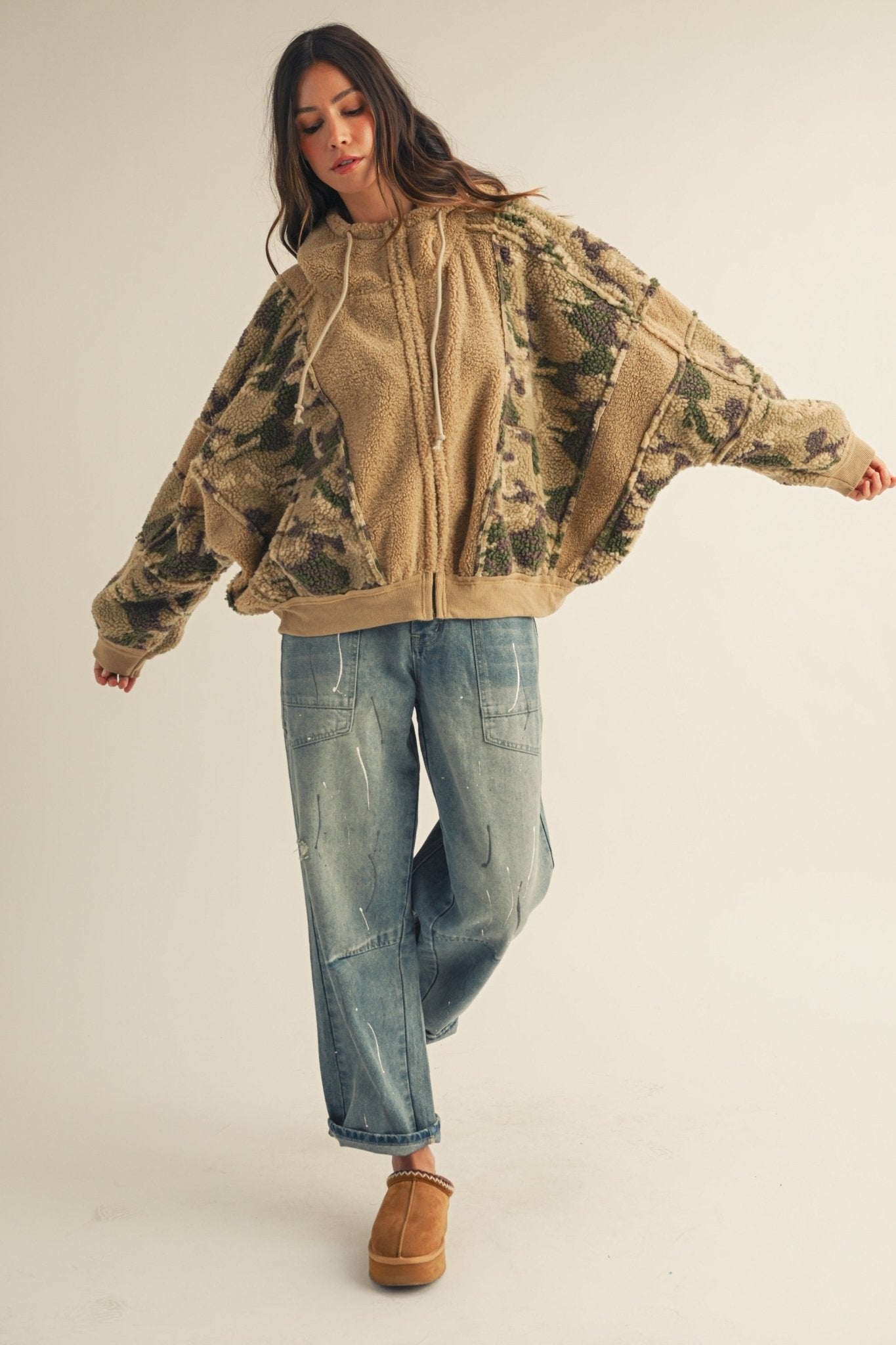 Dillon Camo Sherpa Zip-Up Hoodie - Westly