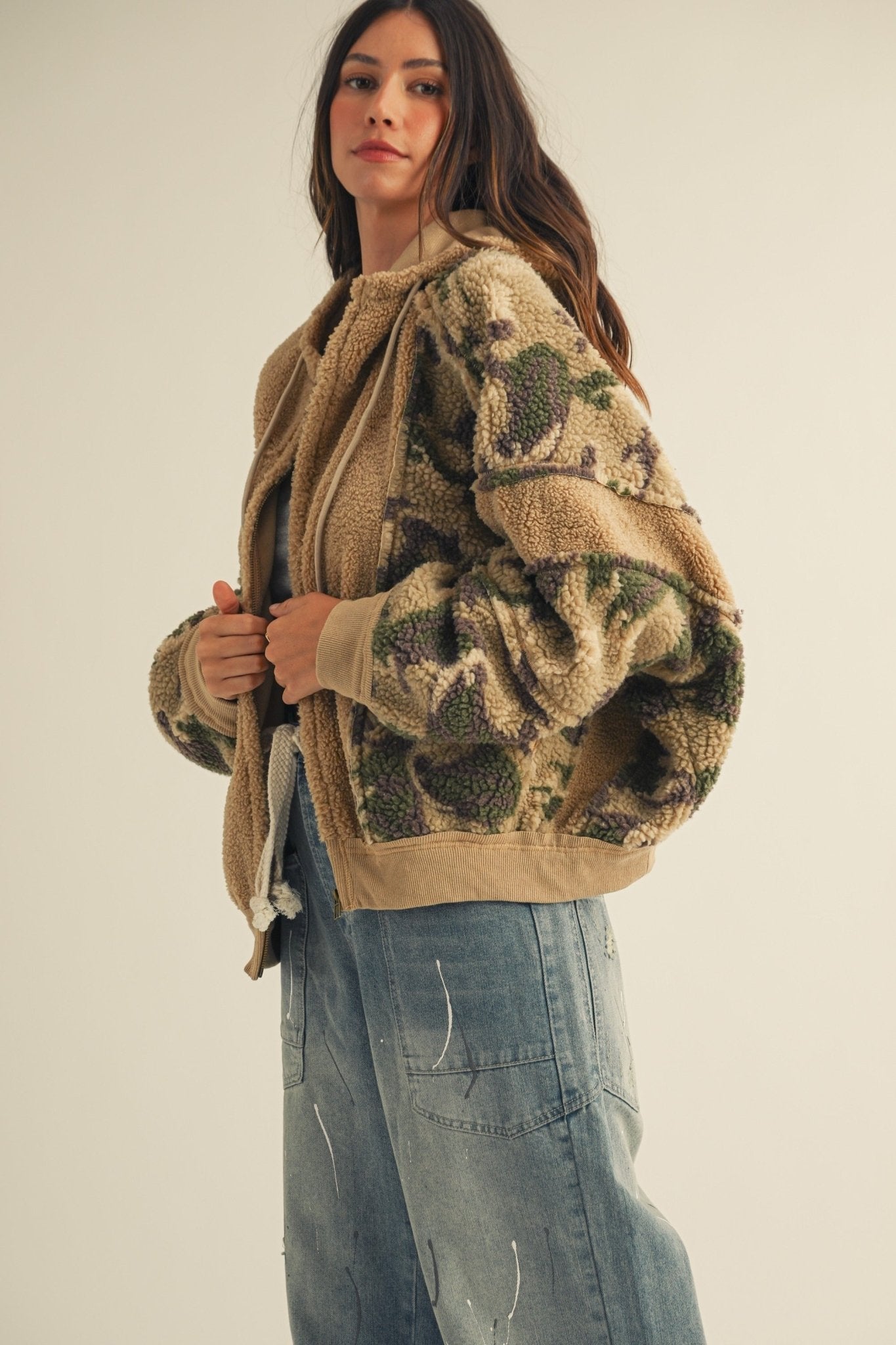 Dillon Camo Sherpa Zip-Up Hoodie - Westly