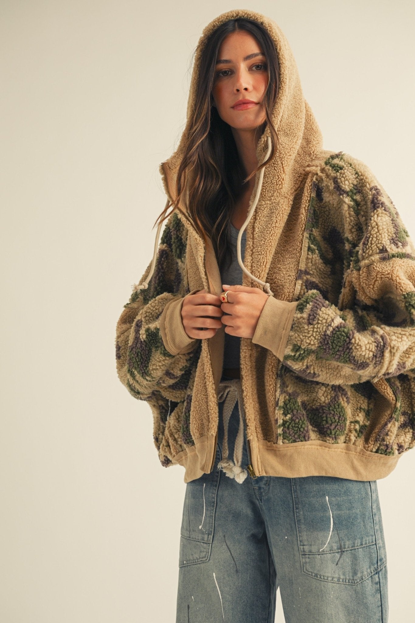 Dillon Camo Sherpa Zip-Up Hoodie - Westly