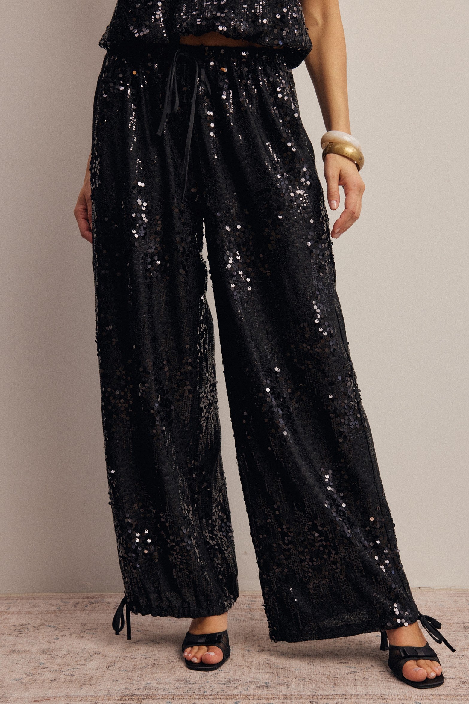 Disco Hour Sequin Bloomer Pants in Black, photo 3