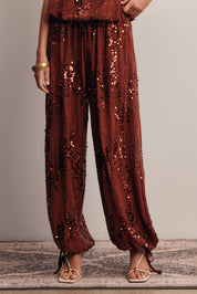 Disco Hour Sequin Bloomer Pants in Brick, photo 4