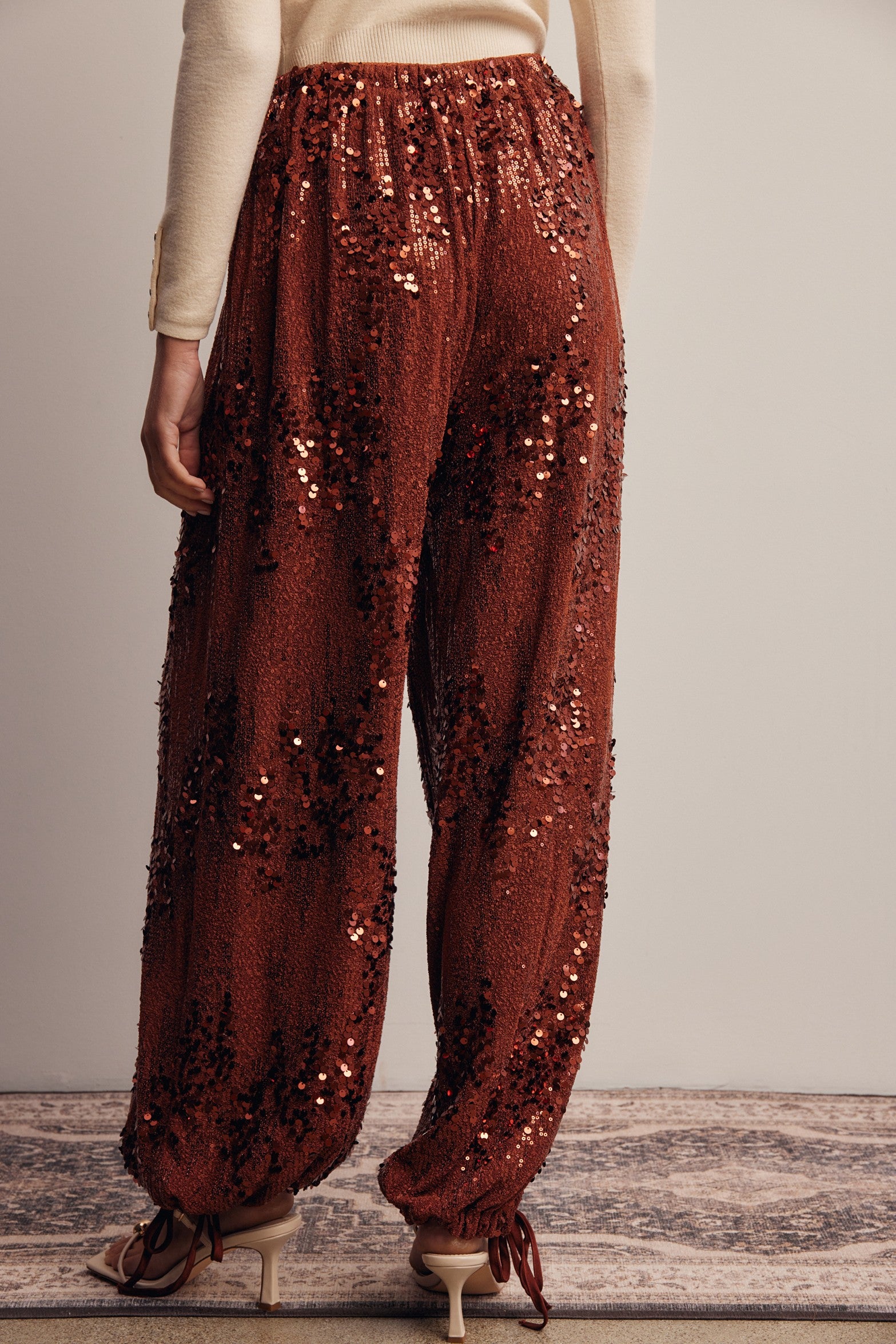 Disco Hour Sequin Bloomer Pants in Brick, photo 8