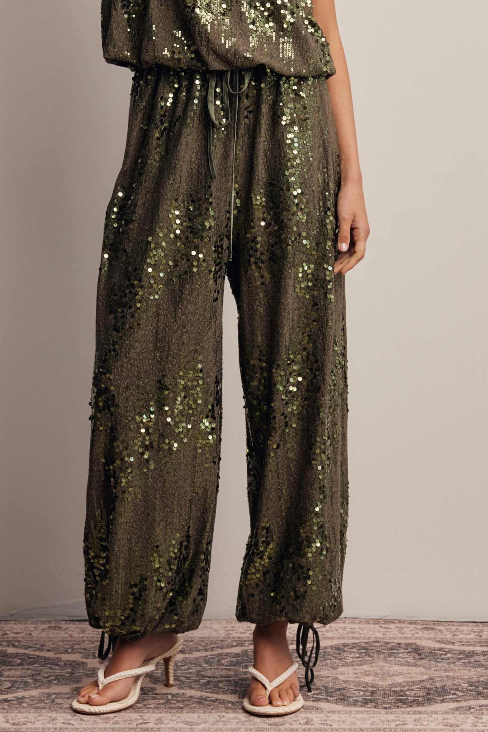 Disco Hour Sequin Bloomer Pants in Olive, photo 2